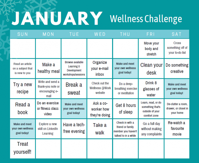 31 Day January Wellness Challenge Wellness Work   Jan Challenge Image 